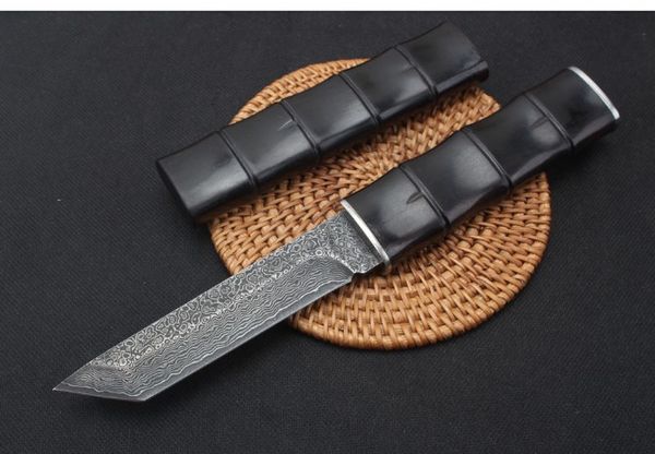 

Высокий конец Дамаск самурай прямой нож VG10 Дамасская сталь Танто лезвие Эбони ручка фиксированное лезвие с деревянной оболочкой