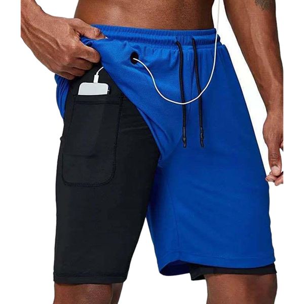 men's 2-in-1 double-layer jogging shorts with built-in pockets, quick-drying beach sports pants, fitness pants, Black;blue
men's 2-in-1 double-layer jogging shorts with built-in pockets, quick-drying beach sports pants, fitness pants, Black;blue