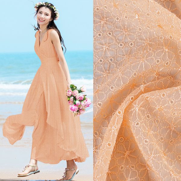 120cm wide 110g/m light orange emborideried silk fabric good for summer dress skirt shirt pants jh138, Black;white
120cm wide 110g/m light orange emborideried silk fabric good for summer dress skirt shirt pants jh138, Black;white