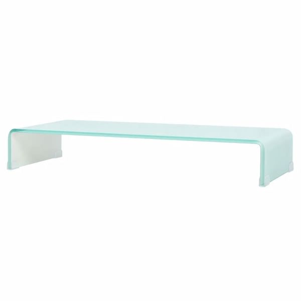 tv stand / for monitors 90 x 30 x 13 cm white glass living room furniture