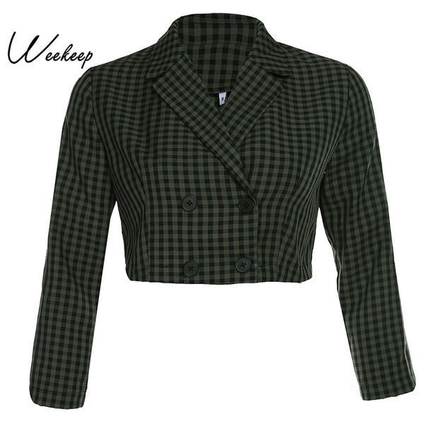 weekeep women cropped double breasted blazer plaid high street long sleeve blazer femme spring autumn fashion jacket, White;black
weekeep women cropped double breasted blazer plaid high street long sleeve blazer femme spring autumn fashion jacket, White;black