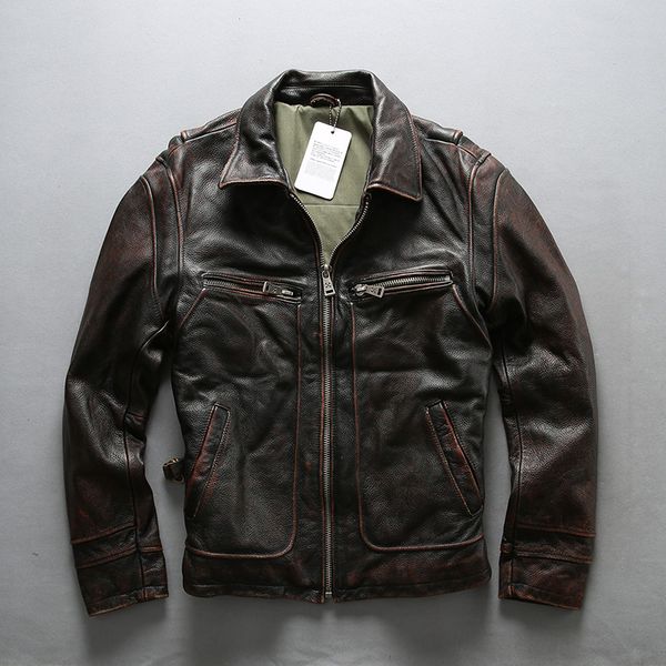2019 vintage wash cow leather motorcycle jacket men rust red slim fit short biker jacket men moto leather coat male, Black
2019 vintage wash cow leather motorcycle jacket men rust red slim fit short biker jacket men moto leather coat male, Black