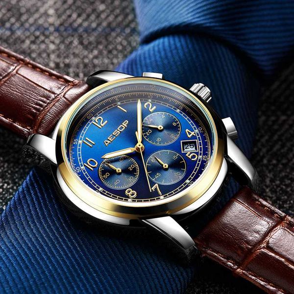 aesop fashion gold blue men watch quartz wristwatch leather band male clock wrist waterproof relogio masculino hodinky 1007g, Slivery;brown
aesop fashion gold blue men watch quartz wristwatch leather band male clock wrist waterproof relogio masculino hodinky 1007g, Slivery;brown