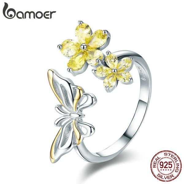 bamoer 2019 new 925 sterling silver dancing butterfly & flower adjustable women ring fashion ring luxury jewelry anel bsr030, Slivery;golden 
bamoer 2019 new 925 sterling silver dancing butterfly & flower adjustable women ring fashion ring luxury jewelry anel bsr030, Slivery;golden