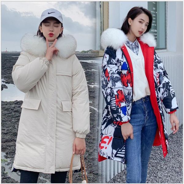 women's down & parkas double-sided wear hooded winter women coat fur collar thicken warm long jacket girls loose parka 280, Black
women's down & parkas double-sided wear hooded winter women coat fur collar thicken warm long jacket girls loose parka 280, Black