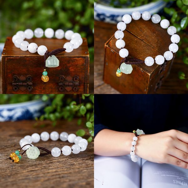 10 beaded crystal white jade marrow mm single circle bracelet collocation seedpod of the lotus manual weave chalcedony hand string jewelry, Black
10 beaded crystal white jade marrow mm single circle bracelet collocation seedpod of the lotus manual weave chalcedony hand string jewelry, Black