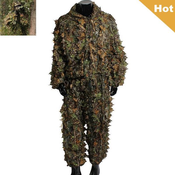 Hunting Ghillie Suit 3d Camouflage Camo Hunting Clothing Uniform Durable Outdoor Woodland Sniper Jacket +pant