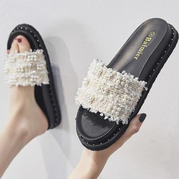 women casual summer flat beach slippers female pearl platform slipper shoes for girls fashion woman leisure footwear 2020 sh451, Black
women casual summer flat beach slippers female pearl platform slipper shoes for girls fashion woman leisure footwear 2020 sh451, Black