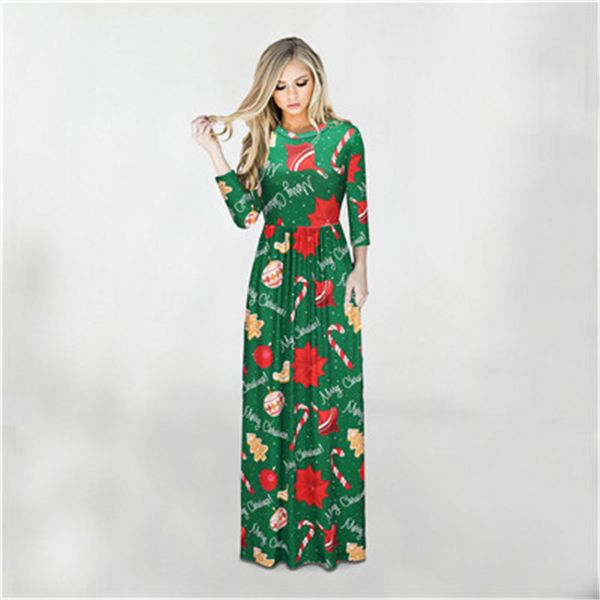 women designer dresses summer dress new long dress christmas print seven sleeve o neck slim elegant fashion casual ladies vestidos, Black;gray
women designer dresses summer dress new long dress christmas print seven sleeve o neck slim elegant fashion casual ladies vestidos, Black;gray