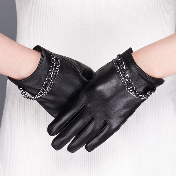gours women' genuine leather gloves winter warm sheepskin touch screen gloves black fashion chain mittens new arrival gsl074 y191112, Blue;gray
gours women' genuine leather gloves winter warm sheepskin touch screen gloves black fashion chain mittens new arrival gsl074 y191112, Blue;gray