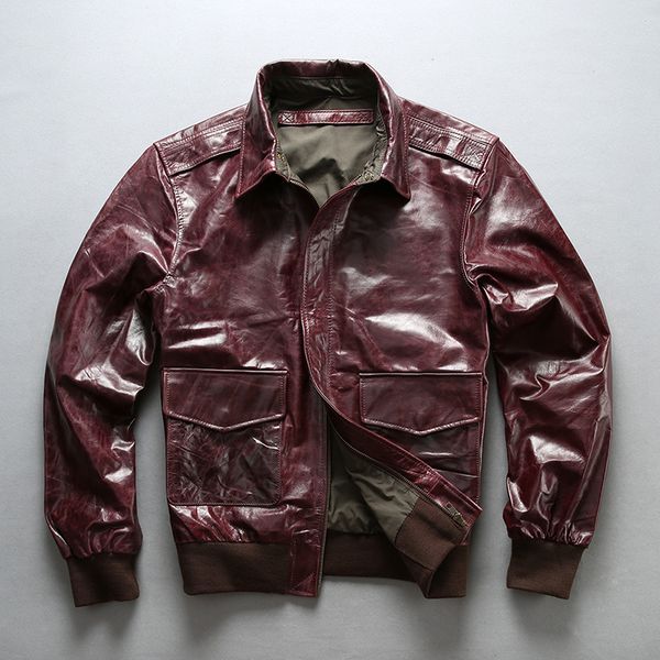 men's leather & faux wax 2021 oil a2 flight cow jacket bright brown fashion pilot coat for men slim fit short coats, Black
men's leather & faux wax 2021 oil a2 flight cow jacket bright brown fashion pilot coat for men slim fit short coats, Black