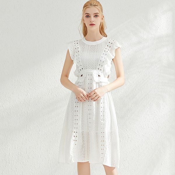 2020 summer runway dress women's ruffles sleeveless lace hollow out stitching elegant party dress, Black;gray
2020 summer runway dress women's ruffles sleeveless lace hollow out stitching elegant party dress, Black;gray