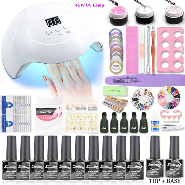 45w nail set uv led lamp dryer nail gel polish kit soak off manicure set lasting gel polish kit for art tools
45w nail set uv led lamp dryer nail gel polish kit soak off manicure set lasting gel polish kit for art tools