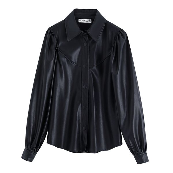 fandy lokar turn down collar blouses women fashion pu leather shirts women elegant buttons long sleeve female ladies kw, White
fandy lokar turn down collar blouses women fashion pu leather shirts women elegant buttons long sleeve female ladies kw, White