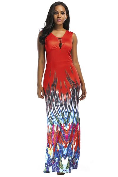 elegant print women dress trumpet v neck women dresses floor-length long sleeveless vestidos, Black;gray
elegant print women dress trumpet v neck women dresses floor-length long sleeveless vestidos, Black;gray