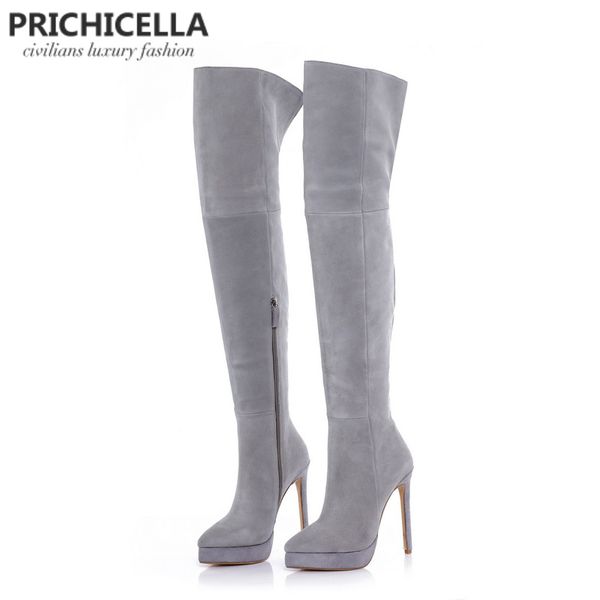 prichicella 14cm stiletto high heel grey suede platform thigh high riding boots over the knee booties size34-42, Black
prichicella 14cm stiletto high heel grey suede platform thigh high riding boots over the knee booties size34-42, Black