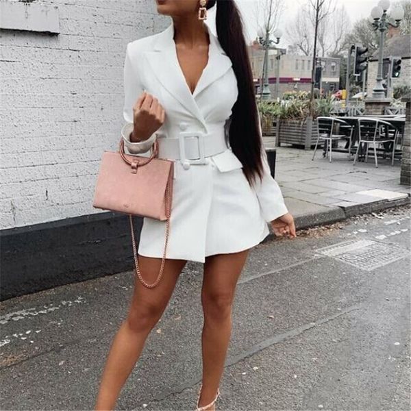 women winter long sleeve warm thick blazer bodycon lapel blazer double breasted belt v-neck formal coat blazers work outwear, White;black
women winter long sleeve warm thick blazer bodycon lapel blazer double breasted belt v-neck formal coat blazers work outwear, White;black