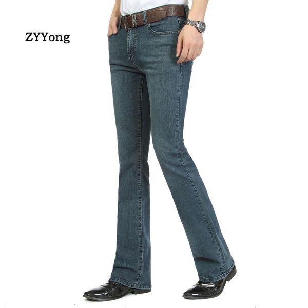 retro men's jeans trousers mid waist elastic slim elegant boot cut semi-flared bell bottom blue denim pants 26-38
retro men's jeans trousers mid waist elastic slim elegant boot cut semi-flared bell bottom blue denim pants 26-38