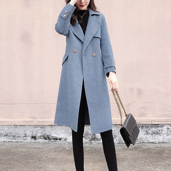 women's wool & blends feitong elegant winter women work solid vintage office turn down collar long sleeve button woolen jacket coat, Black
women's wool & blends feitong elegant winter women work solid vintage office turn down collar long sleeve button woolen jacket coat, Black