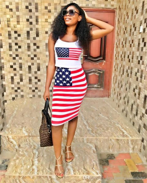 the usa flag print womens 2pcs dress summer skinny ladies two piece sets striped print womens clothing, White
the usa flag print womens 2pcs dress summer skinny ladies two piece sets striped print womens clothing, White