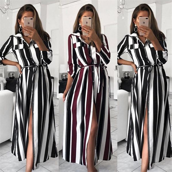 autumn womens designer dresses fashion long sleeve colorful striped printed dresses with sashes women dresses, White;black
autumn womens designer dresses fashion long sleeve colorful striped printed dresses with sashes women dresses, White;black