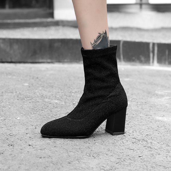 women's pointy, thick heels and all-around british style boots new ankle boots spring, Black
women's pointy, thick heels and all-around british style boots new ankle boots spring, Black