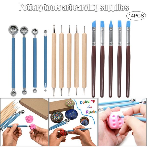 14pcs ball stylus dotting tools set for embossing pattern clay pottery ceramics flower carving sculpting modeling dq-dro
14pcs ball stylus dotting tools set for embossing pattern clay pottery ceramics flower carving sculpting modeling dq-dro