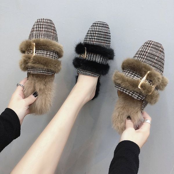 women new autumn winter flats mules slippers female fur square toe buckle outside loafer shoes women flip flops mules flats, Black
women new autumn winter flats mules slippers female fur square toe buckle outside loafer shoes women flip flops mules flats, Black