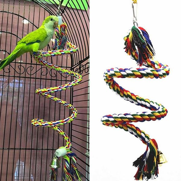 150cm bird perch toy spiral cotton rope chewing bar parrot swing climbing standing toys with bell bird supplies home garden
150cm bird perch toy spiral cotton rope chewing bar parrot swing climbing standing toys with bell bird supplies home garden
