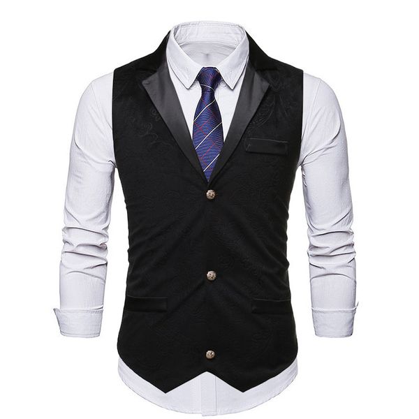 black turn-down collar paisley vest men 2020 brand slim fit sleeveless vest waistcoat men business formal vests chaleco hombre, Black;white
black turn-down collar paisley vest men 2020 brand slim fit sleeveless vest waistcoat men business formal vests chaleco hombre, Black;white