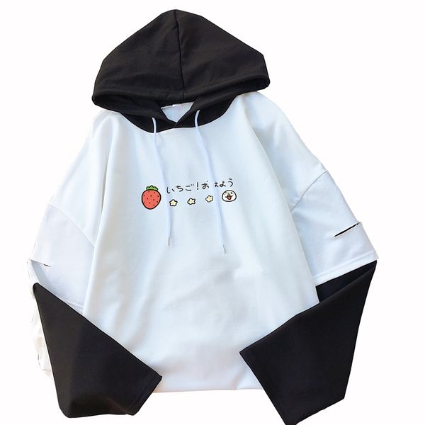 sweet women hoodies japanese style lolita false two pcs strawberry kawaii design sweatshirt autumn girl clothes cute pullovers, Black
sweet women hoodies japanese style lolita false two pcs strawberry kawaii design sweatshirt autumn girl clothes cute pullovers, Black