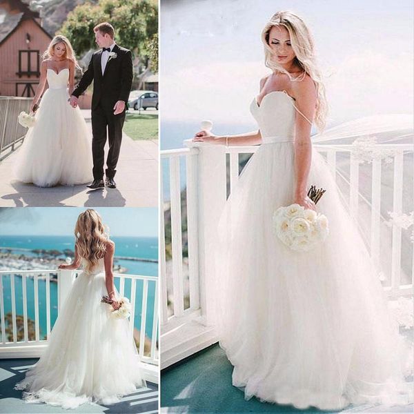 2019 Latest Elegant Simple White Beach Wedding Dresses A-Line Spaghetti Straps Appliques Sashes Sweep Train Bridal Gowns Vestidos De Novia
2019 Latest Elegant Simple White Beach Wedding Dresses A-Line Spaghetti Straps Appliques Sashes Sweep Train Bridal Gowns Vestidos De Novia