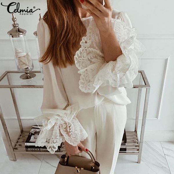 ruffles blouses women fashion white lace shirts celmia 2020 summer long flare sleeve casual loose blusas mujer s-5xl
ruffles blouses women fashion white lace shirts celmia 2020 summer long flare sleeve casual loose blusas mujer s-5xl
