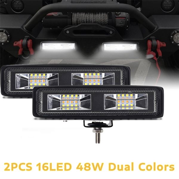 2pcs 6 inch 48w 16 led work light flood beam bar car suv offroad driving fog lamps flasher amber & white
2pcs 6 inch 48w 16 led work light flood beam bar car suv offroad driving fog lamps flasher amber & white