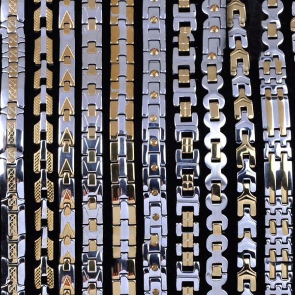 5pcs/lot men jewelry 316l stainless steel bracelet & bangle strand charm chain wristband men's bracelet gift, Golden;silver