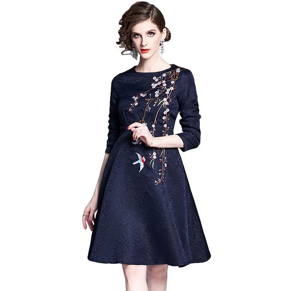 spring vintage o-neck three quarter sleeve knee length dress lace patchwork dresses jacquard embroidery lady dress vestido, White
spring vintage o-neck three quarter sleeve knee length dress lace patchwork dresses jacquard embroidery lady dress vestido, White