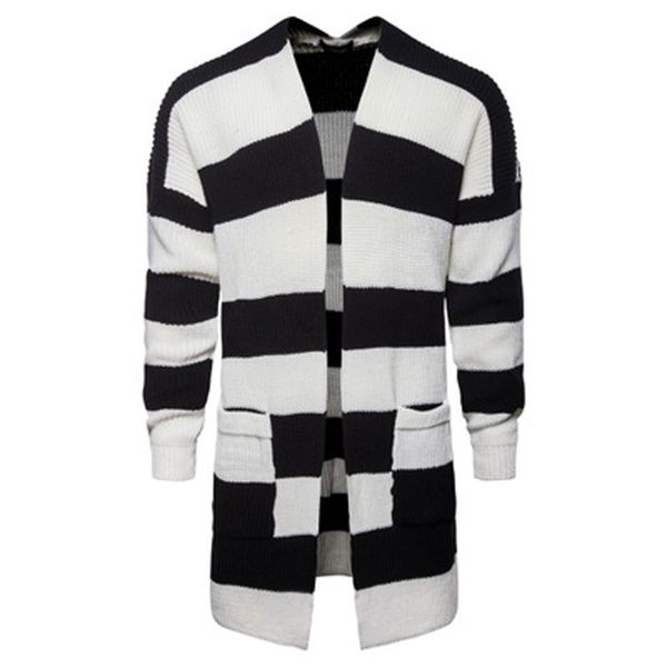knitwear men's winter cardigans long sweater cotton black white stripes slim full sleeve man warm new arrival, White;black
knitwear men's winter cardigans long sweater cotton black white stripes slim full sleeve man warm new arrival, White;black