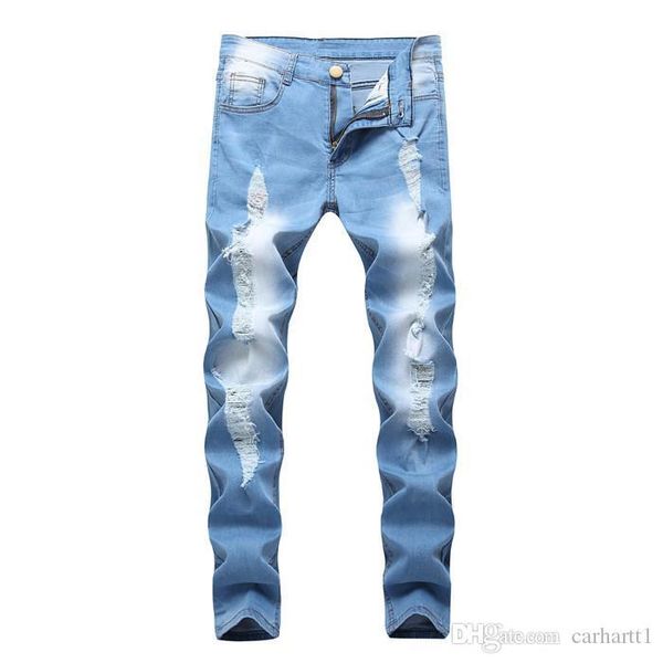 jeans new fashion casual solid color slim fit pants wild homme jeans mens designer hole, Blue
jeans new fashion casual solid color slim fit pants wild homme jeans mens designer hole, Blue
