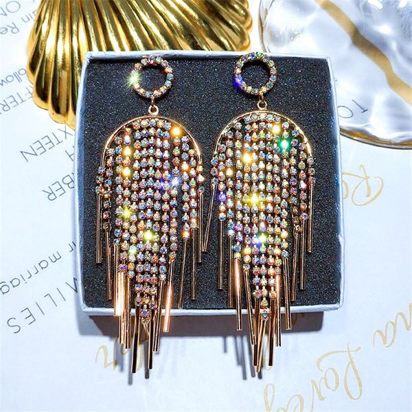 fyuan fashion shiny rhinestone crystal drop earrings for women luxury rose gold color long tassel earring weddings jewelry gifts, Golden
fyuan fashion shiny rhinestone crystal drop earrings for women luxury rose gold color long tassel earring weddings jewelry gifts, Golden