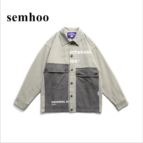 2020  spring clothing new style japanese-style retro workwear cotton coat men's trend contrast color joint loose-fit fold-down, Black;brown
2020  spring clothing new style japanese-style retro workwear cotton coat men's trend contrast color joint loose-fit fold-down, Black;brown