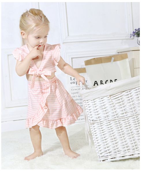2019 baby girls outfits butterfly navel flying sleeve plaid + irregular skirt 2pcs clothing sets newborn suits tracksuit kids clothes, White
2019 baby girls outfits butterfly navel flying sleeve plaid + irregular skirt 2pcs clothing sets newborn suits tracksuit kids clothes, White