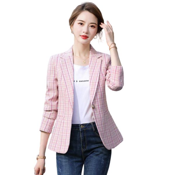 2020 autumn women's blazers plaid pockets formal jackets long sleeve casual suit coat female notched blazer outerwear p729, White;black
2020 autumn women's blazers plaid pockets formal jackets long sleeve casual suit coat female notched blazer outerwear p729, White;black