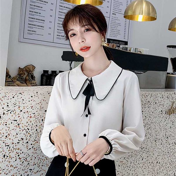 fashion korea female blouses shirts peter pan collar chiffon office shirts blouse single breasted women blusas shirt, White
fashion korea female blouses shirts peter pan collar chiffon office shirts blouse single breasted women blusas shirt, White
