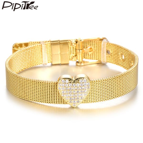 pipitree romantic cubic zirconia heart charm bracelet female stainless steel mesh bracelets & bangles for women lovers jewelry, Golden;silver
pipitree romantic cubic zirconia heart charm bracelet female stainless steel mesh bracelets & bangles for women lovers jewelry, Golden;silver