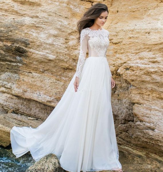 2020 vintage modest long sleeves chiffon a line summer beach wedding dresses lace applique wedding bridal gowns, White
2020 vintage modest long sleeves chiffon a line summer beach wedding dresses lace applique wedding bridal gowns, White