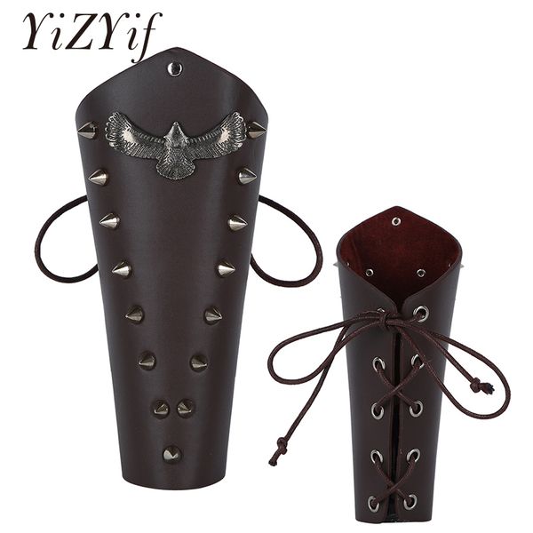 punk leather lace-up rivets eagle/chain gauntlet wristband medieval bracers wide arm armor cuff halloween costume party props, Black
punk leather lace-up rivets eagle/chain gauntlet wristband medieval bracers wide arm armor cuff halloween costume party props, Black