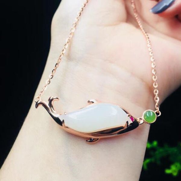 natural hetian white jade inlay dolphins design pendant 925 silver necklace for women fine jewelry charm gift
natural hetian white jade inlay dolphins design pendant 925 silver necklace for women fine jewelry charm gift