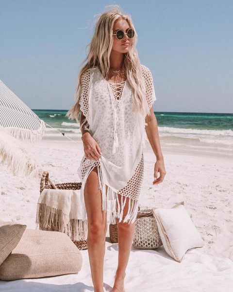 2019 new beach bikini cape crochet tassel beachwear summer swimsuit cape see through beach dress, Blue;gray
2019 new beach bikini cape crochet tassel beachwear summer swimsuit cape see through beach dress, Blue;gray