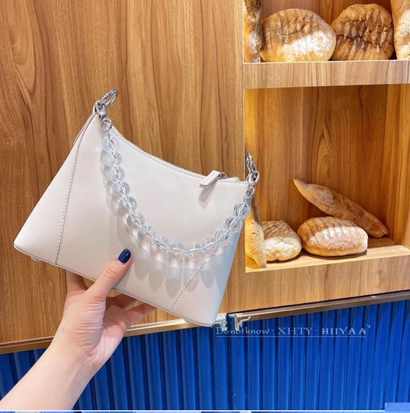 2020 summer new armpit bag round bead chain transparent acrylic shoulder messenger bag leather new fashion wave