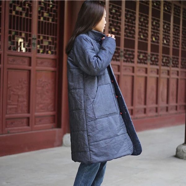 women warm winter padded coat ladies solid color stand collar vintage padded outerwear overcoat female parkas retro, Black
women warm winter padded coat ladies solid color stand collar vintage padded outerwear overcoat female parkas retro, Black